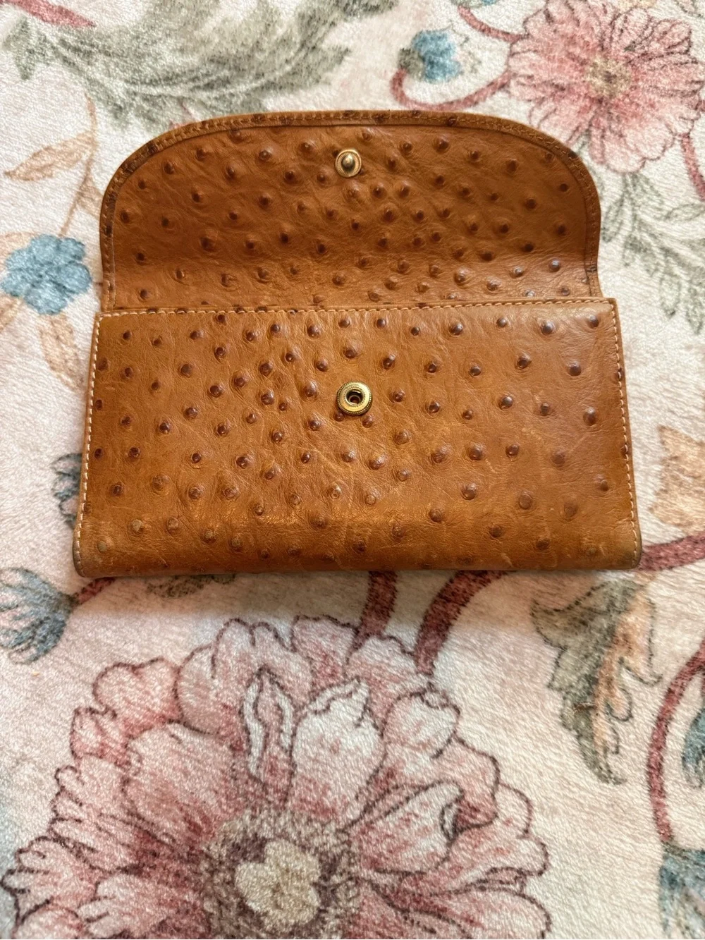 Dooney & Bourke Cognac Ostrich-Embossed Leather Wallet - Picture 3 of 11